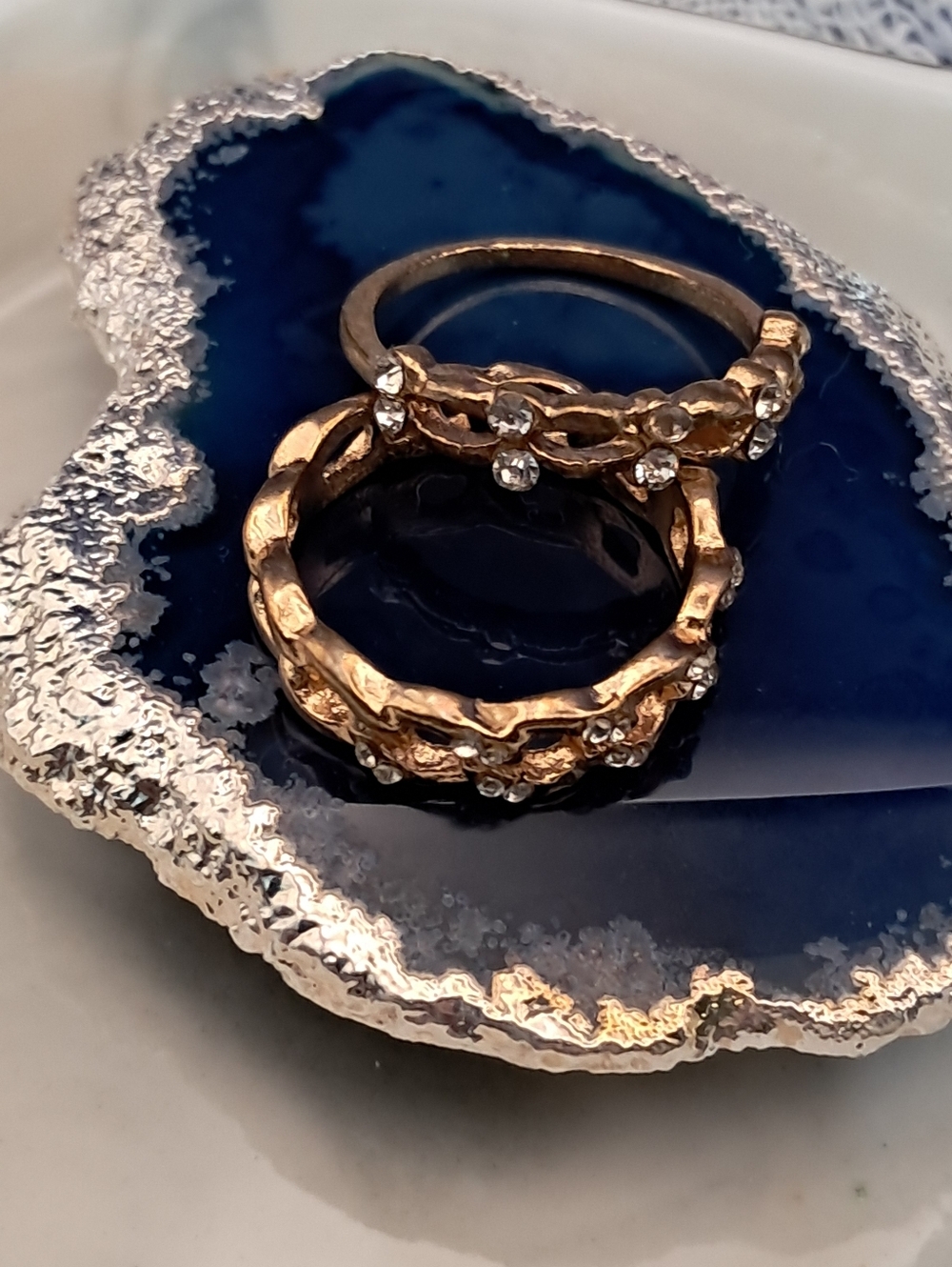 Vintage Rhinestone Link & Infinity Rings Set (Goldtone) - Picture 3 of 6